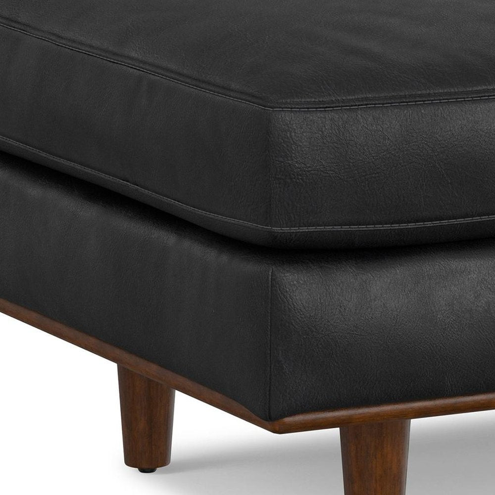 33" Brown Genuine Leather Cocktail Ottoman