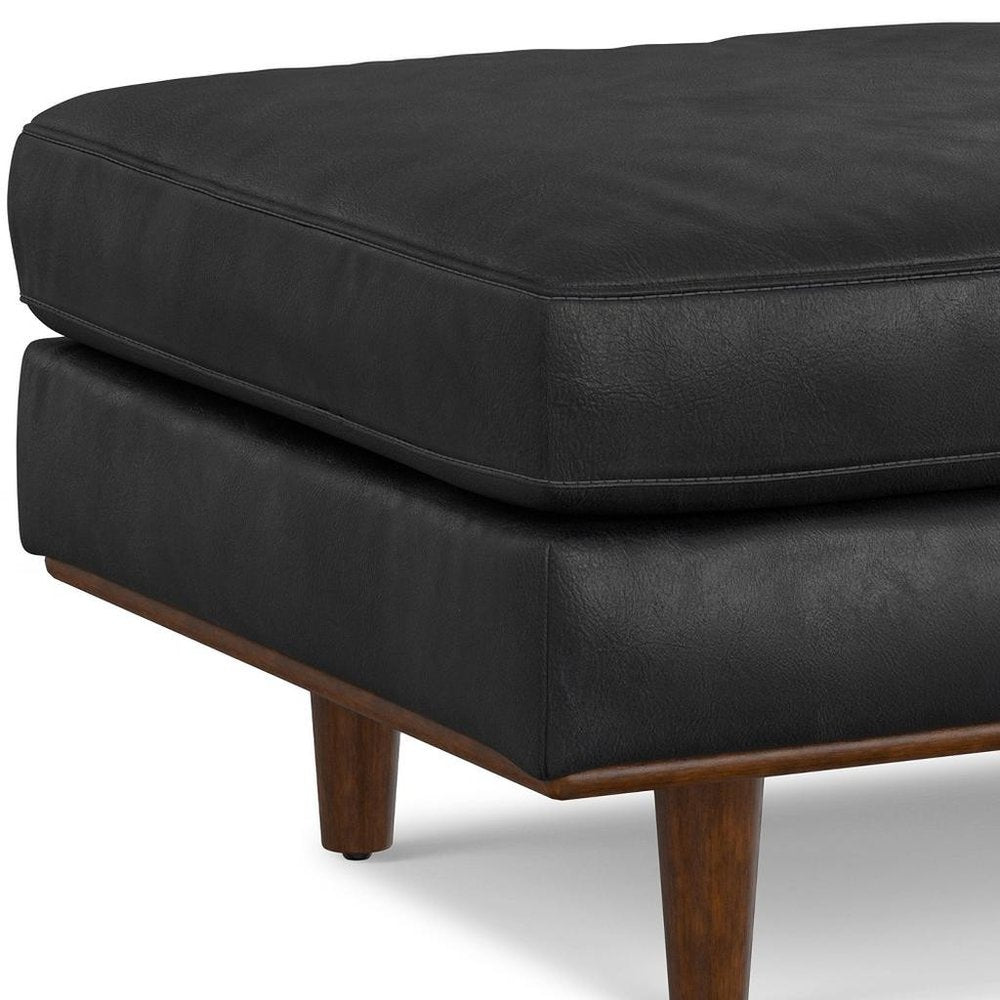 33" Brown Genuine Leather Cocktail Ottoman