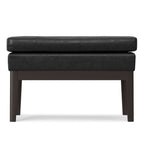 26" Brown And Walnut Faux Leather Ottoman