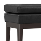 26" Brown And Walnut Faux Leather Ottoman