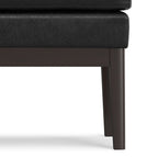 26" Brown And Walnut Faux Leather Ottoman