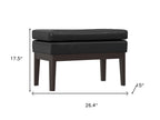 26" Brown And Walnut Faux Leather Ottoman