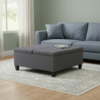 36" Ebony And Espresso Upholstery Tufted Ottoman With Storage