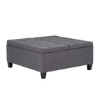 36" Ebony And Espresso Upholstery Tufted Ottoman With Storage