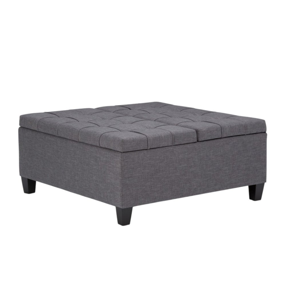 36" Ebony And Espresso Upholstery Tufted Ottoman With Storage