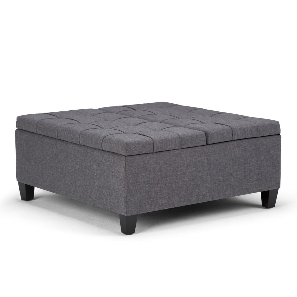 36" Ebony And Espresso Upholstery Tufted Ottoman With Storage