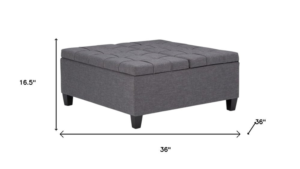36" Ebony And Espresso Upholstery Tufted Ottoman With Storage
