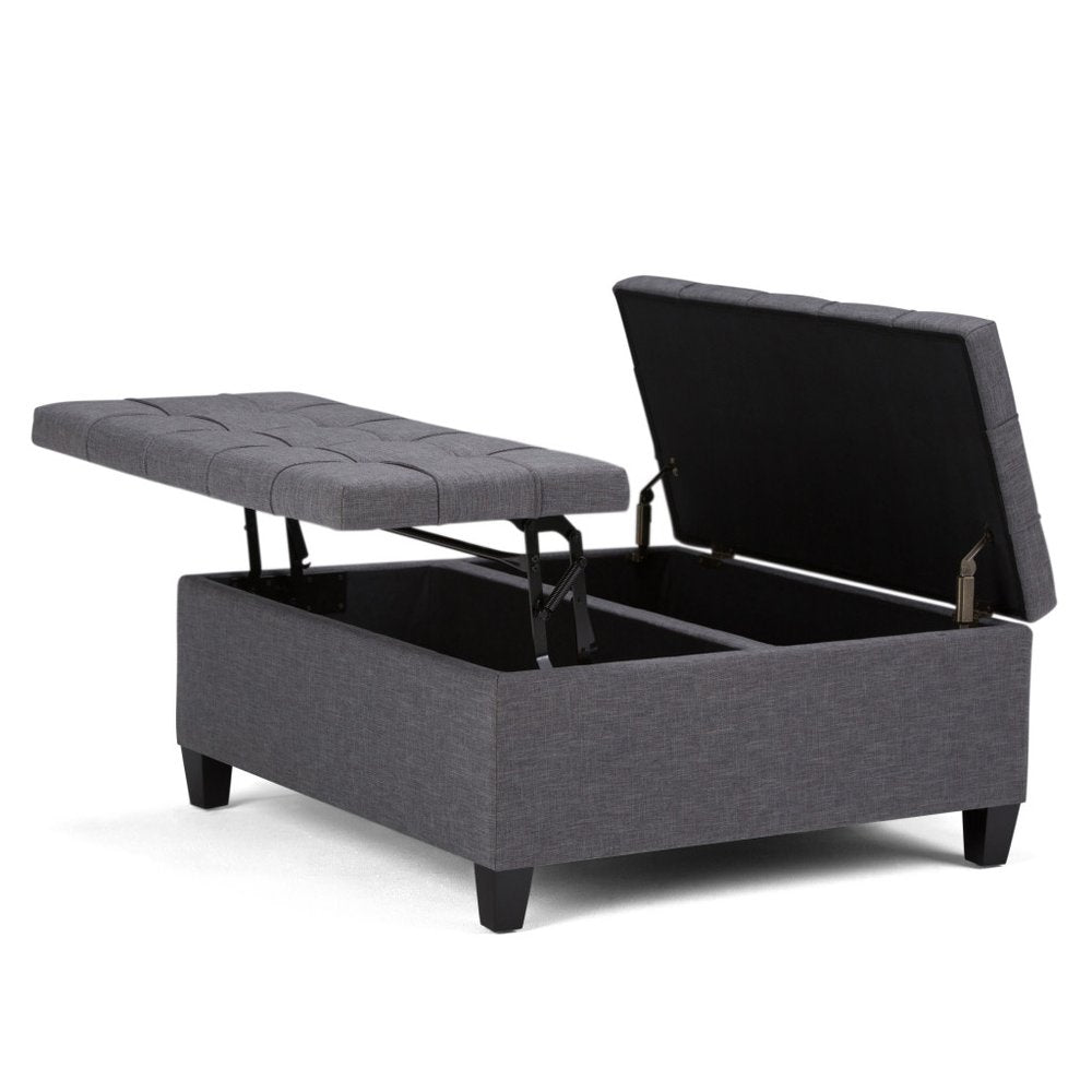 36" Ebony And Espresso Upholstery Tufted Ottoman With Storage