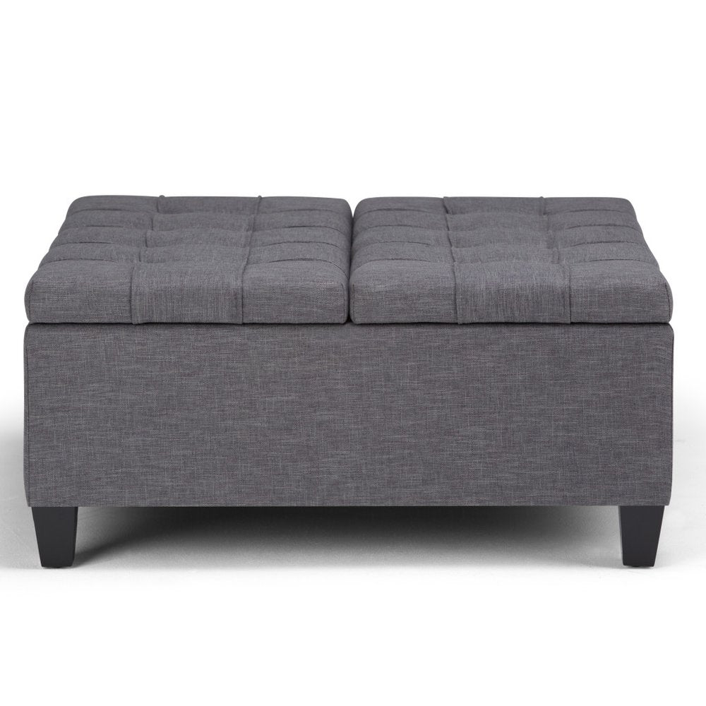36" Ebony And Espresso Upholstery Tufted Ottoman With Storage