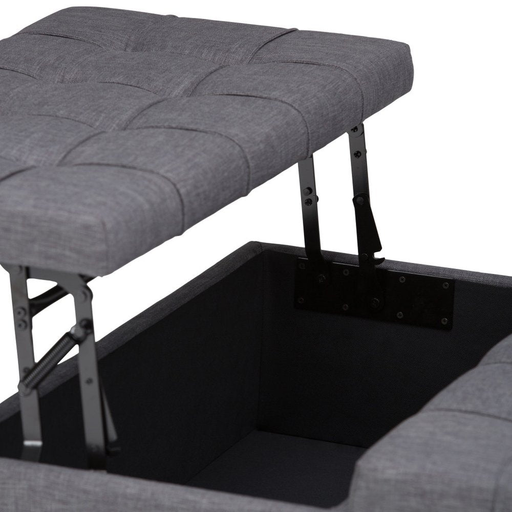 36" Ebony And Espresso Upholstery Tufted Ottoman With Storage