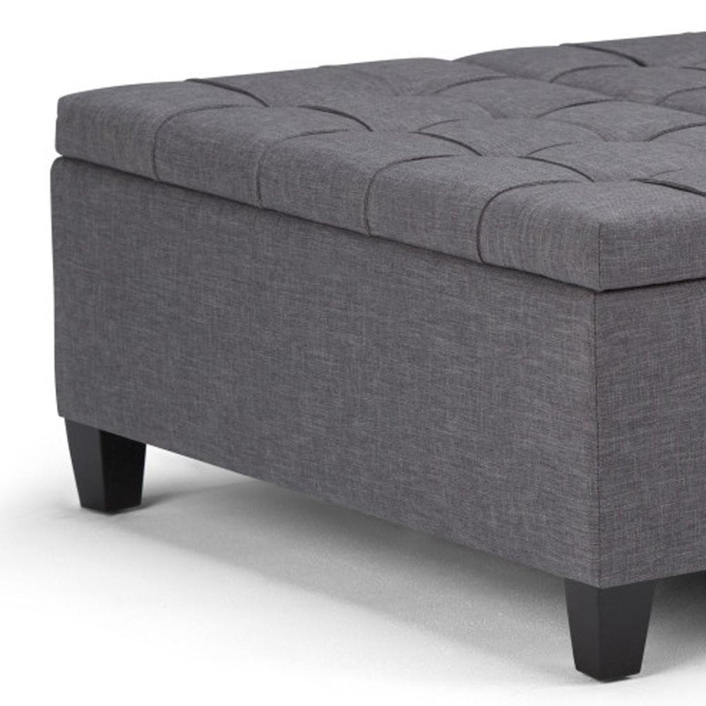 36" Ebony And Espresso Upholstery Tufted Ottoman With Storage