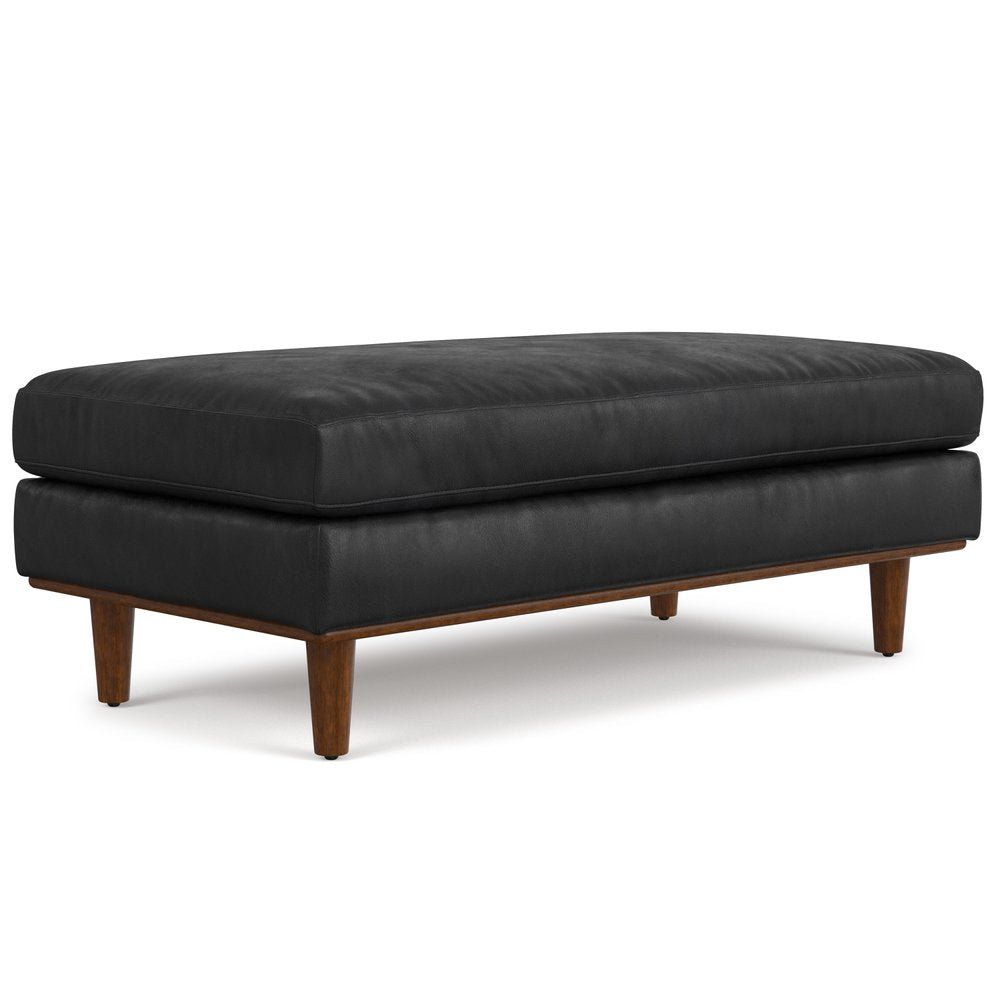 49" Sienna And Brown Genuine Leather Cocktail Ottoman
