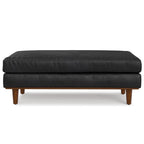 49" Sienna And Brown Genuine Leather Cocktail Ottoman