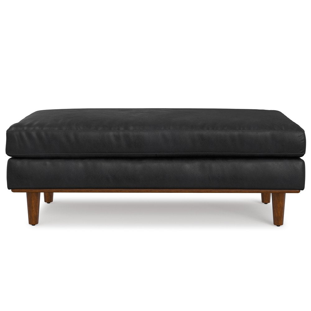 49" Sienna And Brown Genuine Leather Cocktail Ottoman