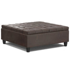 40" Black Faux Leather Tufted Ottoman With Storage