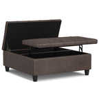 40" Black Faux Leather Tufted Ottoman With Storage