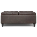 40" Black Faux Leather Tufted Ottoman With Storage