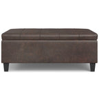 40" Black Faux Leather Tufted Ottoman With Storage