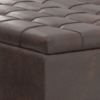 40" Black Faux Leather Tufted Ottoman With Storage