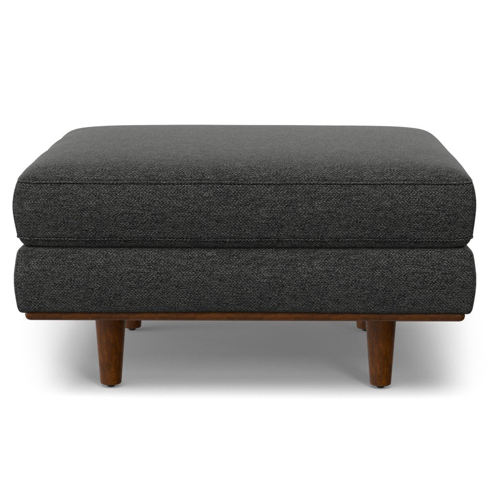 33" Gray And Brown Polyester Blend Cocktail Ottoman