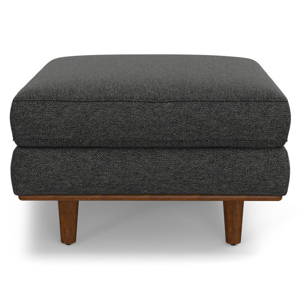 33" Gray And Brown Polyester Blend Cocktail Ottoman