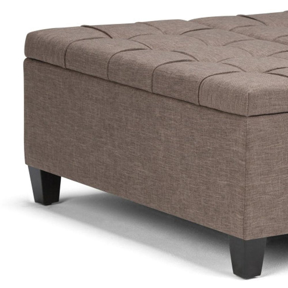 36" Ebony And Espresso Upholstery Tufted Ottoman With Storage