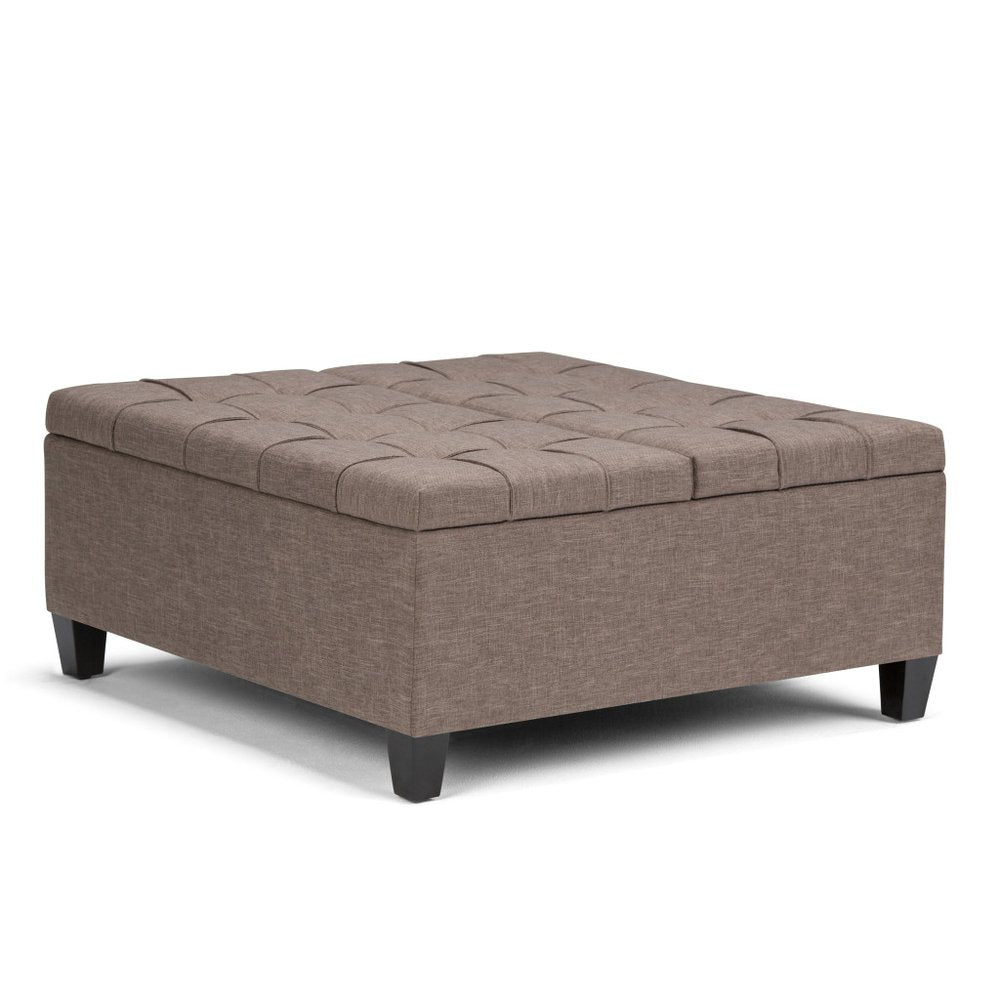 36" Ebony And Espresso Upholstery Tufted Ottoman With Storage