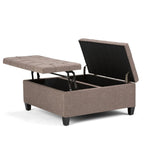 36" Ebony And Espresso Upholstery Tufted Ottoman With Storage