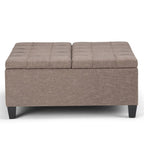 36" Ebony And Espresso Upholstery Tufted Ottoman With Storage