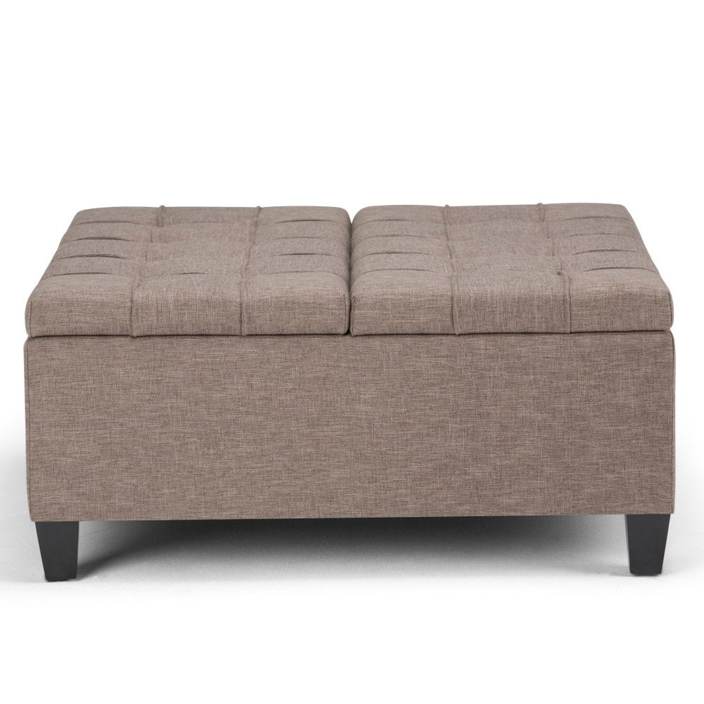 36" Ebony And Espresso Upholstery Tufted Ottoman With Storage
