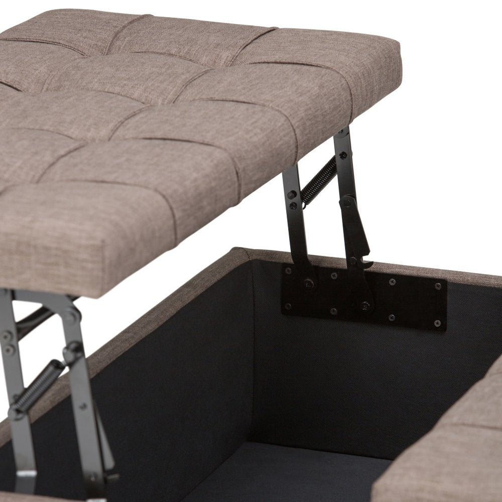 36" Ebony And Espresso Upholstery Tufted Ottoman With Storage