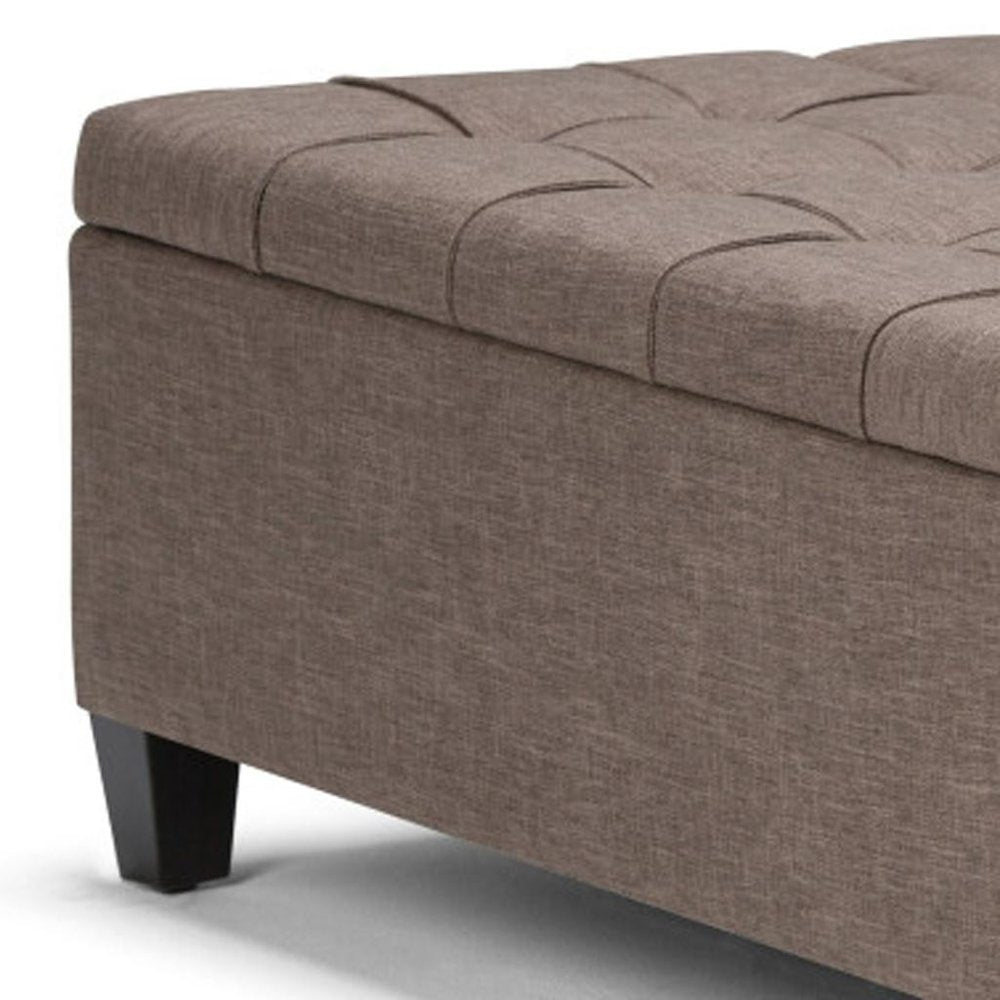 36" Ebony And Espresso Upholstery Tufted Ottoman With Storage