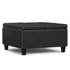 30" Brown Faux Leather Tufted Ottoman With Storage