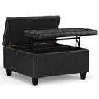 30" Brown Faux Leather Tufted Ottoman With Storage