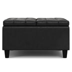 30" Brown Faux Leather Tufted Ottoman With Storage