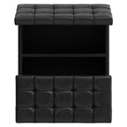 30" Brown Faux Leather Tufted Ottoman With Storage