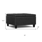 30" Brown Faux Leather Tufted Ottoman With Storage