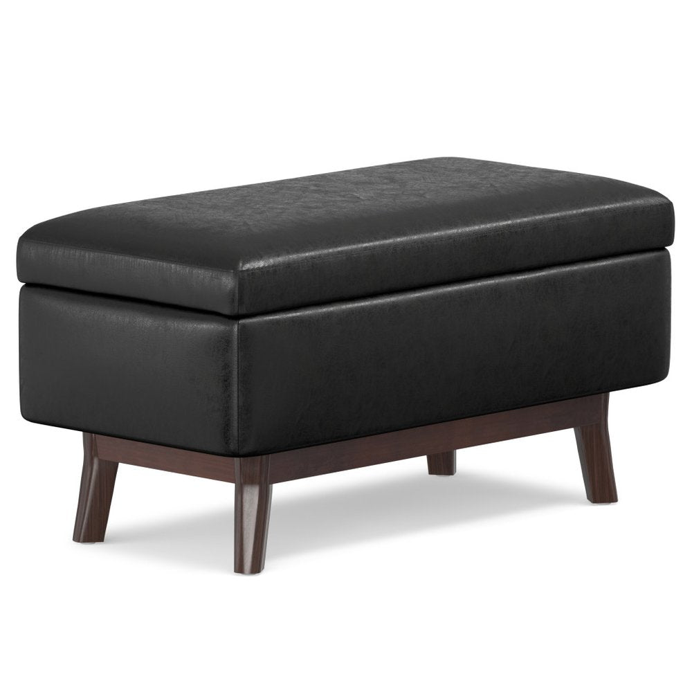 36" Brown Faux Leather Ottoman With Storage