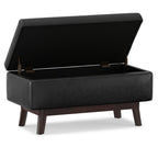 36" Brown Faux Leather Ottoman With Storage