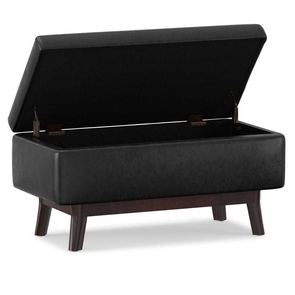 36" Brown Faux Leather Ottoman With Storage