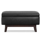 36" Brown Faux Leather Ottoman With Storage