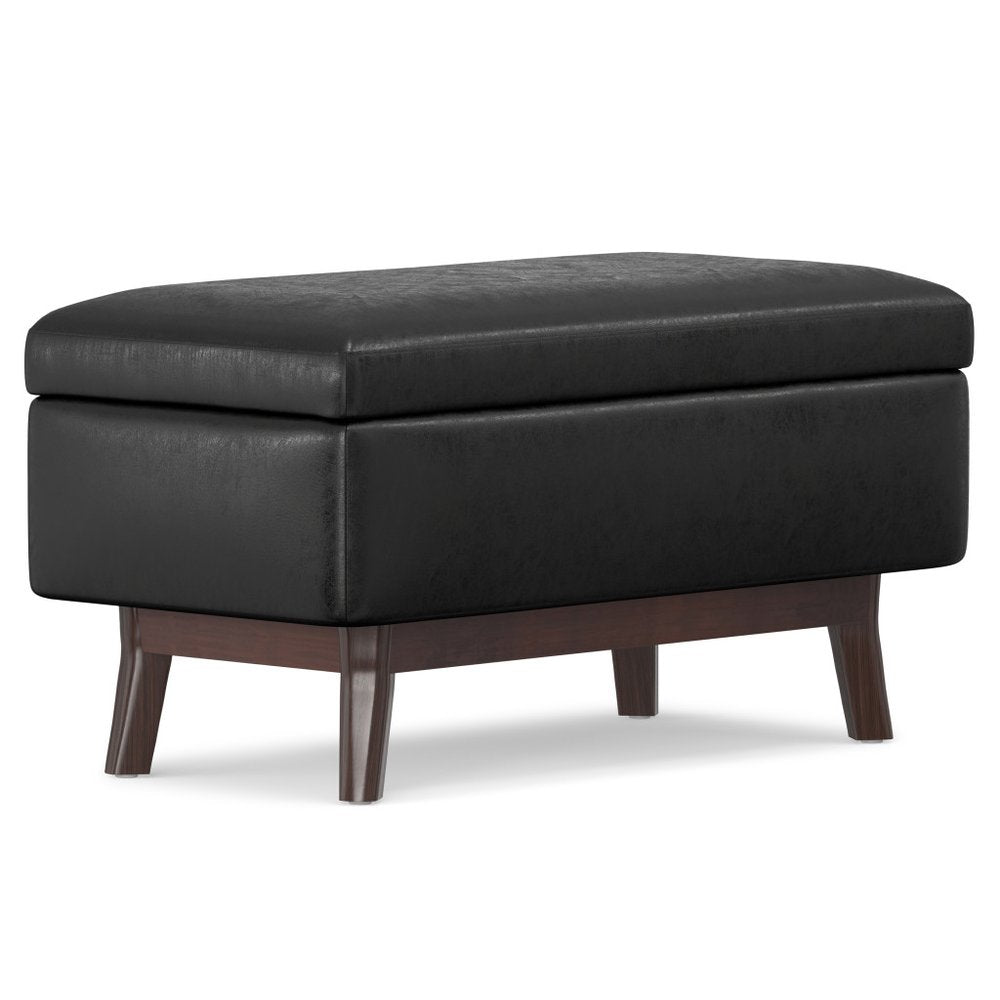 36" Brown Faux Leather Ottoman With Storage