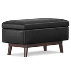 36" Brown Faux Leather Ottoman With Storage