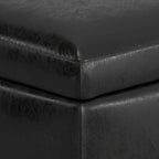 36" Brown Faux Leather Ottoman With Storage