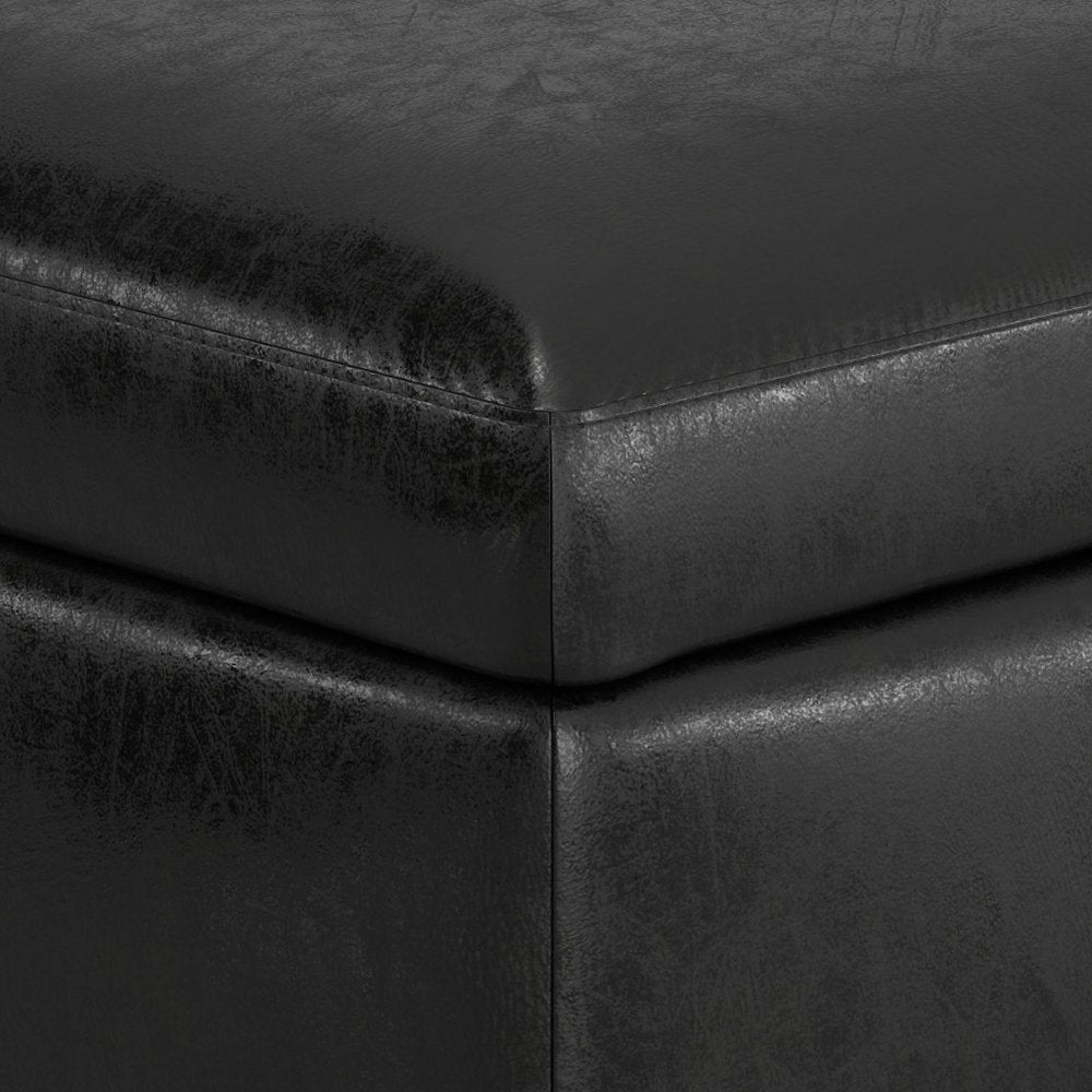 36" Brown Faux Leather Ottoman With Storage