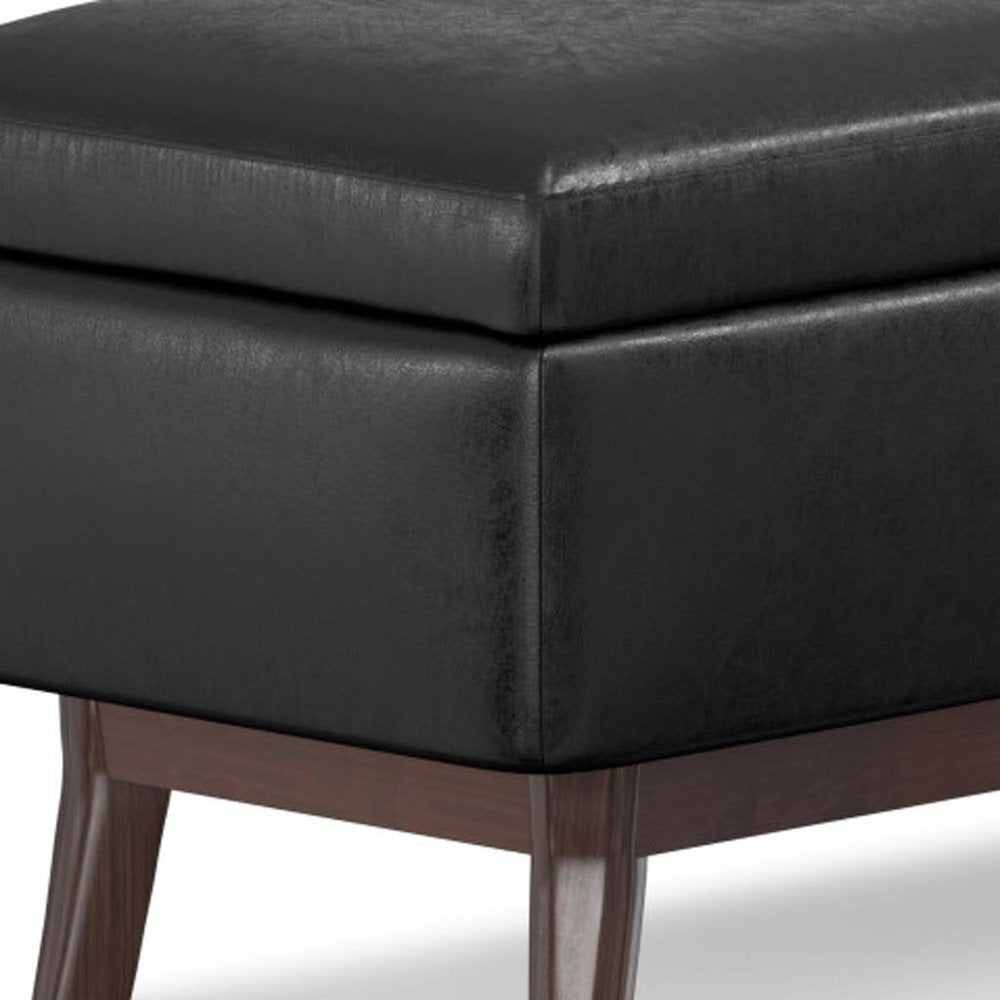 36" Brown Faux Leather Ottoman With Storage
