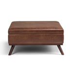 36" Brown Faux Leather Ottoman With Storage