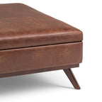 36" Brown Faux Leather Ottoman With Storage