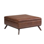 36" Brown Faux Leather Ottoman With Storage