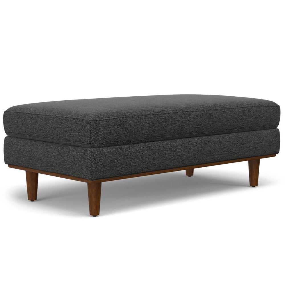 49" Charcoal And Brown Polyester Blend Ottoman